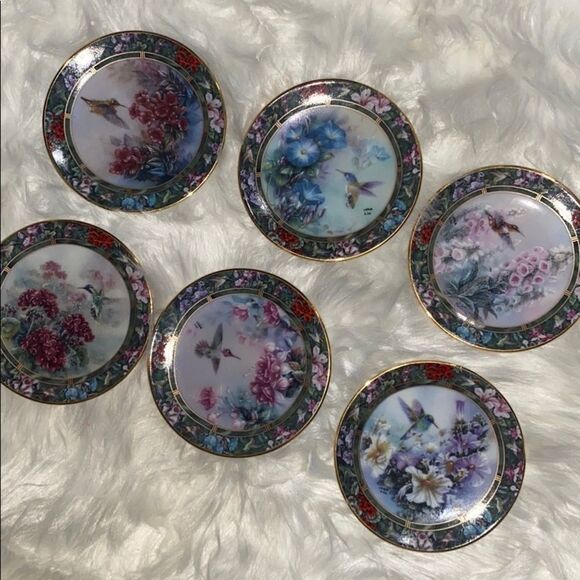 The Bradford Exchange Lena Liu hummingbird Mini Floral Numbered & Signed Plates - Picture 1 of 16